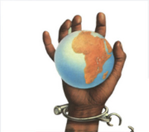 AIDC logo: a hand in chains holding a globe with Africa highlighted
